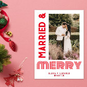 Cartes Pour Fêtes Annuelles Noces Rouges Mariés & Joyeux