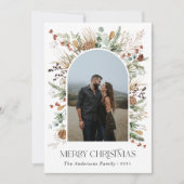 Cartes Pour Fêtes Annuelles Noël 1 arche photo aquarelle botanique floral (Devant)