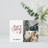 Cartes Pour Fêtes Annuelles Noël 2 Photo Let It Snow Reindeder Snowman (Debout devant)