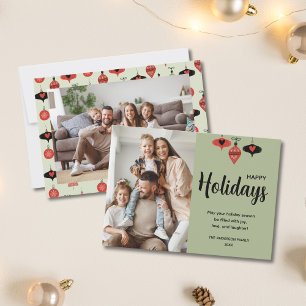 Cartes Pour Fêtes Annuelles Noël 2 Photos Famille Vert