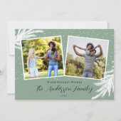 Cartes Pour Fêtes Annuelles Noël 2 Photos Script Neige Vert (Devant)