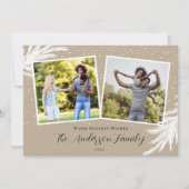 Cartes Pour Fêtes Annuelles Noël 2 Photos Script Tan Neige (Devant)