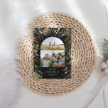 Cartes Pour Fêtes Annuelles Noël 3 arche photo aquarelle couleur botanique flo<br><div class="desc">Mery Noël moderne élégante aquarelle séchée botanique floral teintes muettes arc de vacances 3 photo carte de Noël. Design noir moderne et tendance.</div>