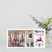 Cartes Pour Fêtes Annuelles Noël 3 Famille Photo Red Plaid Reinder (Debout devant)