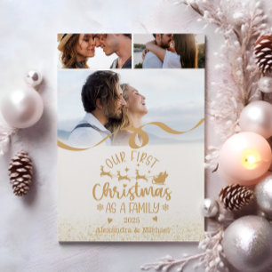 Cartes Pour Fêtes Annuelles Noël 3 photos Paillettes dorées