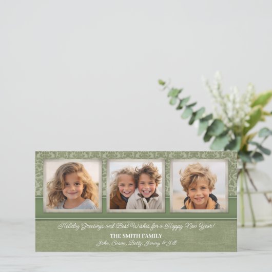 Cartes Pour Fêtes Annuelles Noël - 3 photos VERTICALES shabby chic (Debout devant)