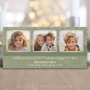 Cartes Pour Fêtes Annuelles Noël - 3 photos VERTICALES shabby chic