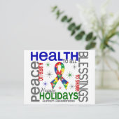 Cartes Pour Fêtes Annuelles Noël 4 Autisme Snowflakes (Debout devant)