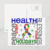 Cartes Pour Fêtes Annuelles Noël 4 Autisme Snowflakes (Devant / Derrière)