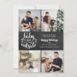 Cartes Pour Fêtes Annuelles Noël 4 Photo Collage Boho Chalkboard<br><div class="desc">Un design élégant boho 4 photo collage vacances pour vous de personnaliser avec vos photos préférées,  message,  noms et année sur un arrière - plan de tableau noir. L'envers comporte des flocons de neige tombant sur un arrière - plan de tableau de bord correspondant. Conçu par Thisisnotme©</div>