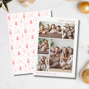Cartes Pour Fêtes Annuelles Noël 5 Photo Collage Famille Rose