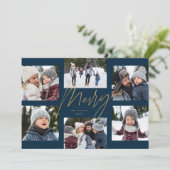 Cartes Pour Fêtes Annuelles Noël 6 photo collage faux or joyeux (Debout devant)