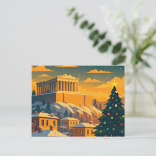 Cartes Pour Fêtes Annuelles Noël à Athènes – Scène de vacances festive en Grèc