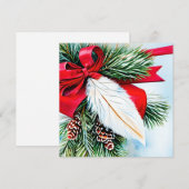 Cartes Pour Fêtes Annuelles Noël à budget sapin et plume (Devant / Derrière)