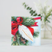 Cartes Pour Fêtes Annuelles Noël à budget sapin et plume (Debout devant)