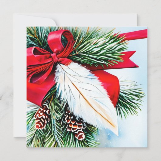 Cartes Pour Fêtes Annuelles Noël à budget sapin et plume (Devant)