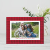 Cartes Pour Fêtes Annuelles Noël à cadre rouge Houndstooth (Debout devant)