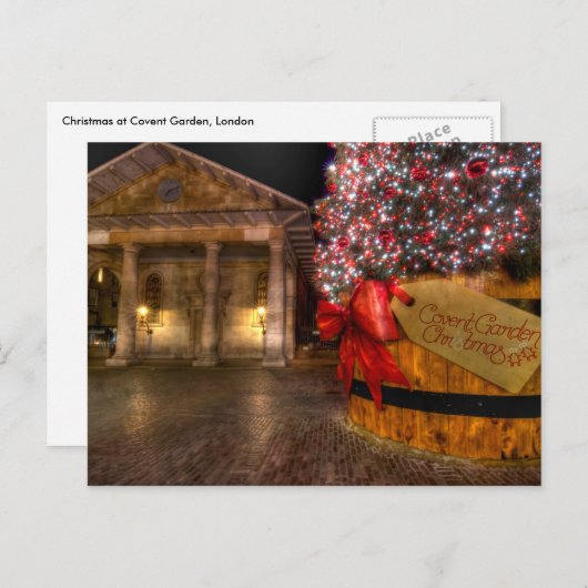 Cartes Pour Fêtes Annuelles Noël à Covent Garden, Londres (Devant / Derrière)