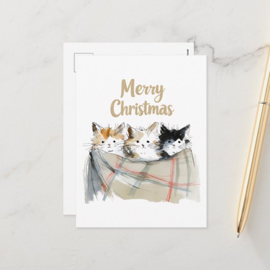 Cartes Pour Fêtes Annuelles Noël à Cute Kittens (Devant/Arrière en situation)