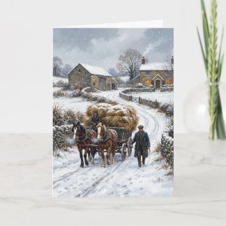 Cartes Pour Fêtes Annuelles Noël à la ferme victorienne : chariot de foin