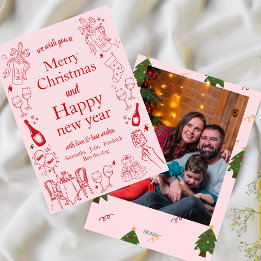 Cartes Pour Fêtes Annuelles Noël à la main et voeux de nouvelle année gribouil