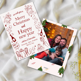 Cartes Pour Fêtes Annuelles Noël à la main et voeux de nouvelle année gribouil