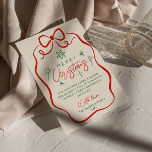 Cartes Pour Fêtes Annuelles Noël à la main Vintage rétro tiré Quirky Bow