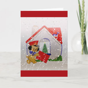 Cartes Pour Fêtes Annuelles Noël à la mode   Messagerie Chien Chien Chien vint