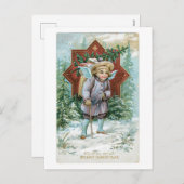 Cartes Pour Fêtes Annuelles Noël à l'ancienne, Ange (Devant / Derrière)