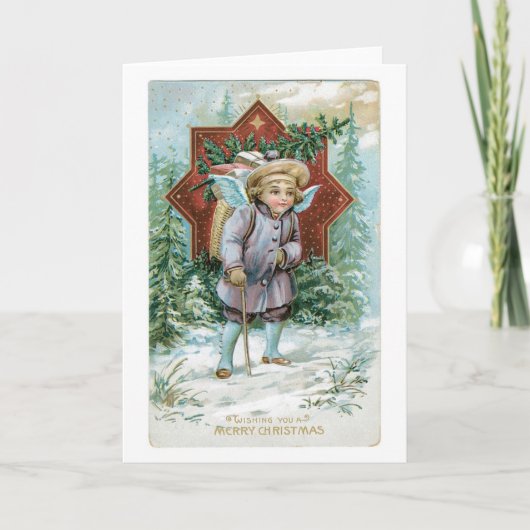 Cartes Pour Fêtes Annuelles Noël à l'ancienne, Ange (Devant)