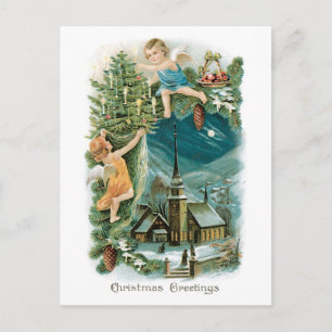 Cartes Pour Fêtes Annuelles Noël à l'ancienne, Anges