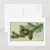 Cartes Pour Fêtes Annuelles Noël à l'ancienne, bois de pin (Devant / Derrière)