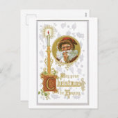 Cartes Pour Fêtes Annuelles Noël à l'ancienne, bougie (Devant / Derrière)