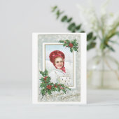 Cartes Pour Fêtes Annuelles Noël à l'ancienne, Dame (Debout devant)