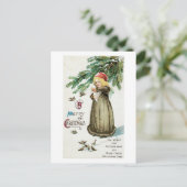 Cartes Pour Fêtes Annuelles Noël à l'ancienne, Fille aux oiseaux (Debout devant)