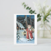 Cartes Pour Fêtes Annuelles Noël à l'ancienne, fille Père Noël (Debout devant)