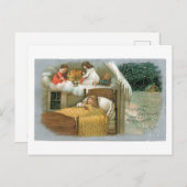 Cartes Pour Fêtes Annuelles Noël à l'ancienne, Fille rêve (Devant / Derrière)