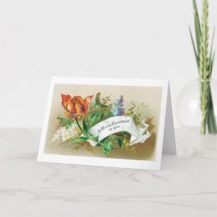 Cartes Pour Fêtes Annuelles Noël à l'ancienne, Fleur