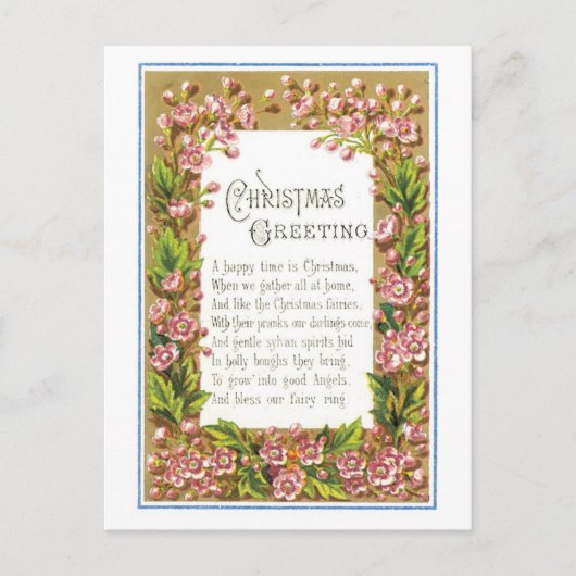 Cartes Pour Fêtes Annuelles Noël à l'ancienne, Fleur (Devant)