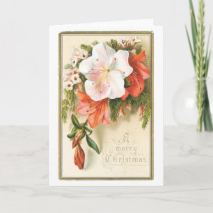 Cartes Pour Fêtes Annuelles Noël à l'ancienne, Fleur