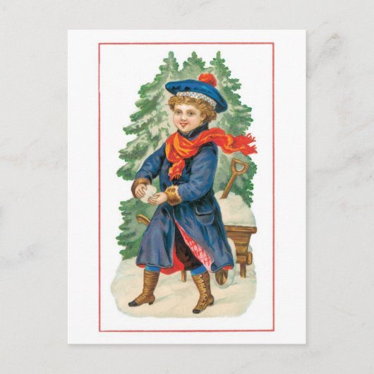 Cartes Pour Fêtes Annuelles Noël à l'ancienne, garçon (Devant)