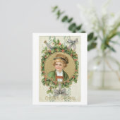 Cartes Pour Fêtes Annuelles Noël à l'ancienne, garçon (Debout devant)