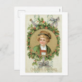 Cartes Pour Fêtes Annuelles Noël à l'ancienne, garçon (Devant / Derrière)