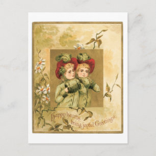 Cartes Pour Fêtes Annuelles Noël à l'ancienne, jumeaux