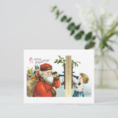 Cartes Pour Fêtes Annuelles Noël à l'ancienne, les filles appellent Père Noël (Debout devant)