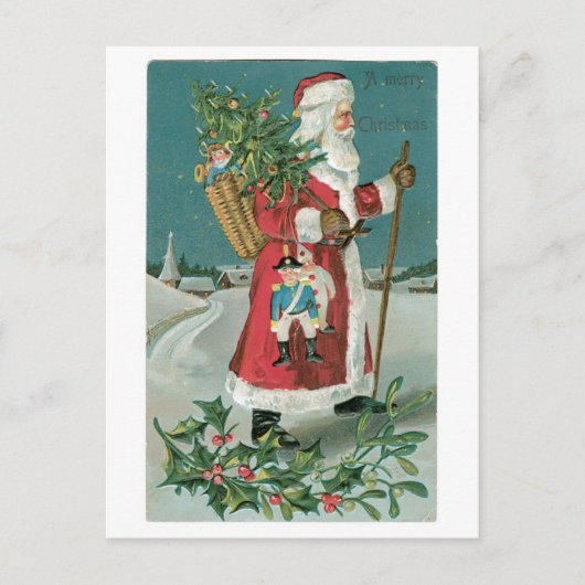 Cartes Pour Fêtes Annuelles Noël à l'ancienne, Père Noël (Devant)