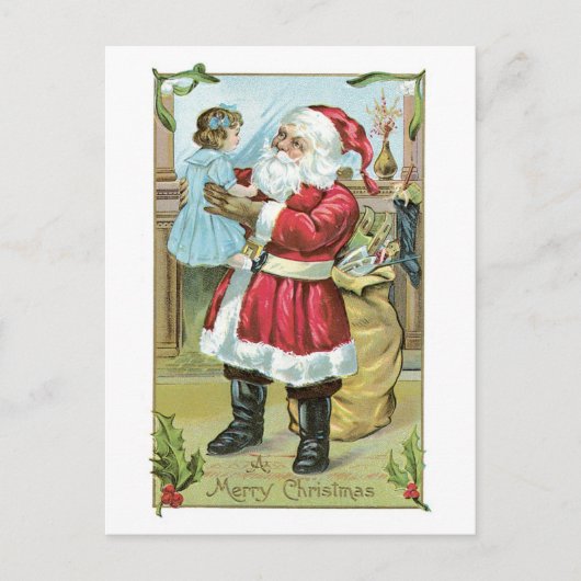 Cartes Pour Fêtes Annuelles Noël à l'ancienne, Père Noël (Devant)