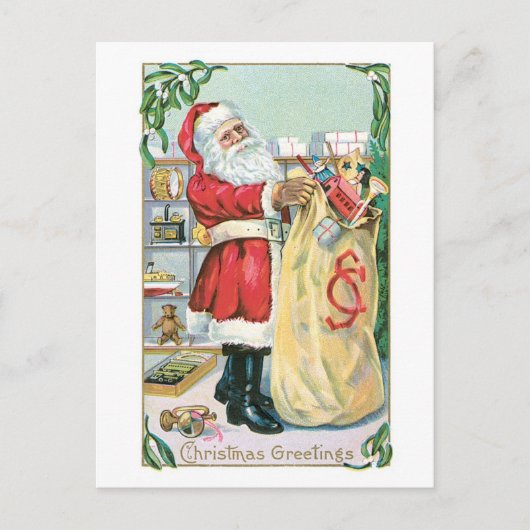 Cartes Pour Fêtes Annuelles Noël à l'ancienne, Père Noël (Devant)