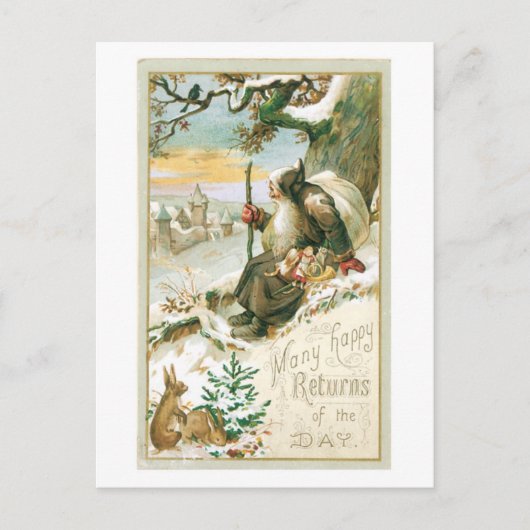 Cartes Pour Fêtes Annuelles Noël à l'ancienne, Père Noël (Devant)