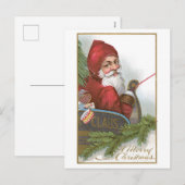 Cartes Pour Fêtes Annuelles Noël à l'ancienne, Père Noël (Devant / Derrière)